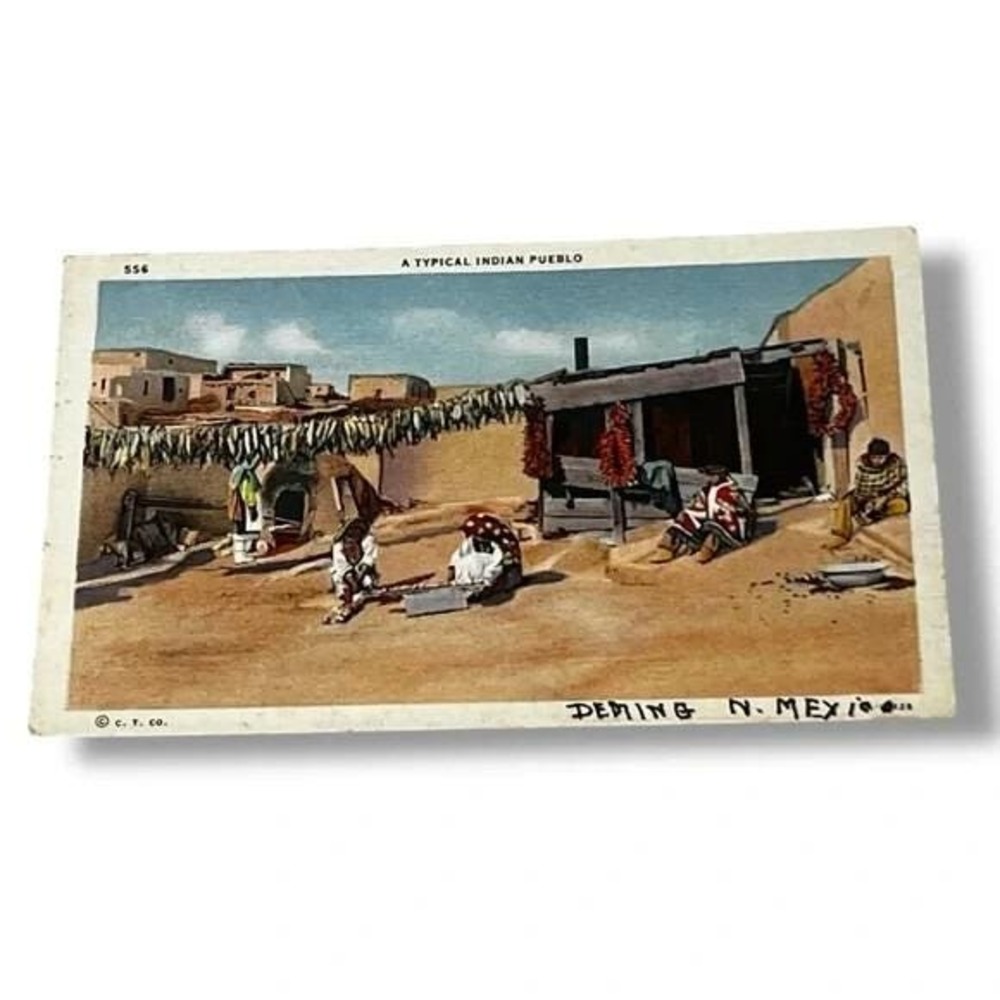 Postcard A Typical Indian Pueblo Deming New Mexico Linen Card B436